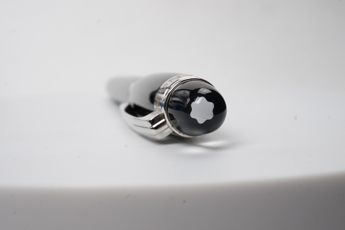 A modern Montblanc 'Starwalker' black with platinum coated trim, medium 18ct. nib